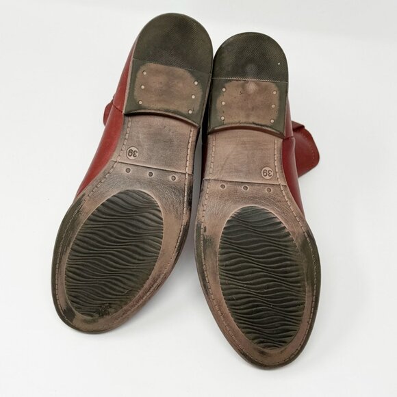 Eric Michael Womens Rust Brown Leather Pull on Back Zip Bootie Size 8-8.5 EU 39 - Picture 6 of 9